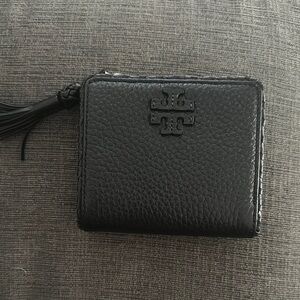 Tory Burch Black Pebbled Leather Wallet